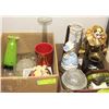 Image 1 : TWO BOXES OF ESTATE ITEMS INCLUDING VASES DOLL