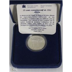 1992 CANADIAN SILVER (92.5) 25 CENT COIN