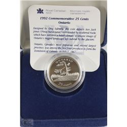 1992 CANADIAN SILVER (92.5) 25 CENT COIN