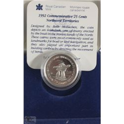 1992 CANADIAN SILVER (92.5) 25 CENT COIN