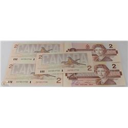 $2 CANADA 1986 BIRD SERIES x5 CONSECUTIVE DOUBLE