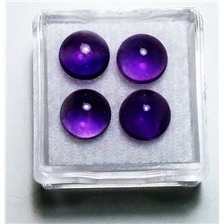 LOT OF 4 5X8 MM ROUND AMETHYST GEMSTONES