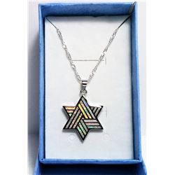 6 POINTED FIRE OPAL STAR & CHAIN