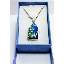BLUE TRIPLATE OPAL PENDANT ON CHAIN