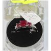 Image 1 : #71-RED RUBY &CZ RING,925 STERLING SILVER