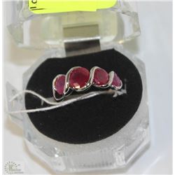 #63-RED RUBY RING,925 STERLING SILVER