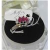 Image 1 : #73-RED RUBY &CZ RING,925 STERLING SILVER