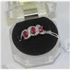 Image 1 : #69-RED RUBY &CZ RING,925 STERLING SILVER