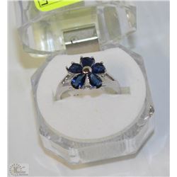 #61-BLUE SAPPHIRE RING, 925 STERLING SILVER