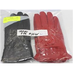 2 PACK OF LADIES LEATHER GLOVES SIZE MEDIUM