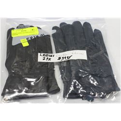 2 PACK OF LADIES LEATHER GLOVES SIZE MEDIUM