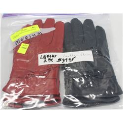 2 PACK OF LADIES LEATHER GLOVES SIZE MEDIUM