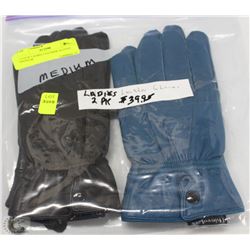 2 PACK OF LADIES LEATHER GLOVES SIZE SMALL
