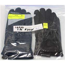 2 PACK OF LADIES LEATHER GLOVES SIZE SMALL