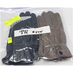 2 PACK OF LADIES LEATHER GLOVES SIZE SMALL