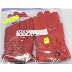 2 PACK OF LADIES LEATHER GLOVES SIZE LARGE