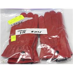 2 PACK OF LADIES LEATHER GLOVES SIZE LARGE