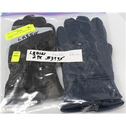 2 PACK OF LADIES LEATHER GLOVES SIZE LARGE
