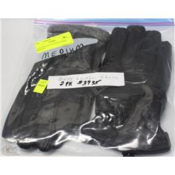 2 PACK MENS LEATHER GLOVES SIZE MEDIUM