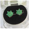 Image 1 : #52-GREEN EMERALD EARRINGS,925 STERLING SILVER