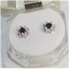 Image 1 : #53-BLUE SAPPHIRE &CZ EARRINGS,925 STERLING SILVER