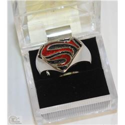 SUPERMAN LOGO SILVER PLATED RING SZ8