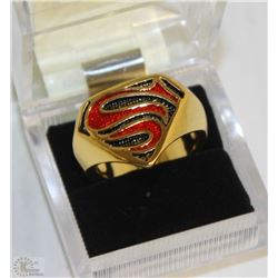 SUPERMAN LOGO GOLD TONE RING SZ9