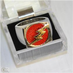 LIGHTNING THUNDER BOLT GOLD PLATED BIKER RING