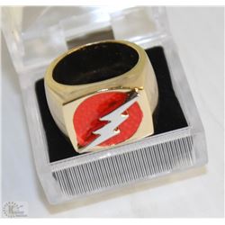LIGHTNING THUNDER BOLT GOLD PLATED BIKER RING