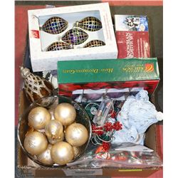 FLAT OF CHRISTMAS LIGHTS,BULBS,SNOWMAN ON SLED AND