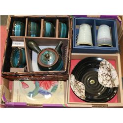 ASSORTED STONEWARE INCL TEA SET, MUGS, AND A