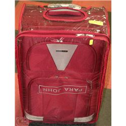 NEW RED PARA JOHN SUITCASE W/PLASTIC