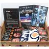 Image 1 : BOX OF HOCKEY DVDS, PUCKS, BOOK & CRYING TOWEL