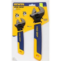 NEW IRWIN 2PC ADJUSTABLE WRENCH SET