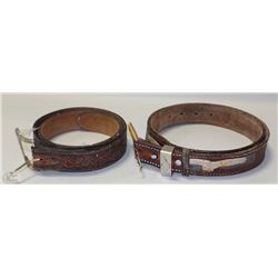 2 VINTAGE AMERICAN EAGLE LEATHER BELTS (SIZE 38)