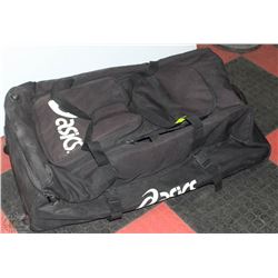 3) ASICS BLACK ROLLING HOCKEY BAG