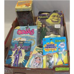 FLAT OF ACTION FIGURES INCLUDING SHREK, THE JOKER