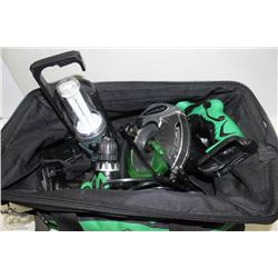 HITACHI 14 VOLT DRILL, CIRCULAR SAW, LAMP,