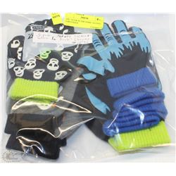 6 PACK OF GLOW IN THE DARK CHILDRENS GLOVES