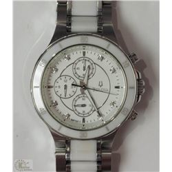 #20-BULOVA DIAMOND STEEL/CERAMIC UNISEX WATCH