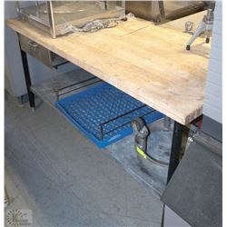 WOOD TOP PREP TABLE WITH S/S BOTTOM SHELF