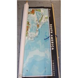 VINTAGE 1962 SOUTH AMERICA COLOURED SCHOOL MAP