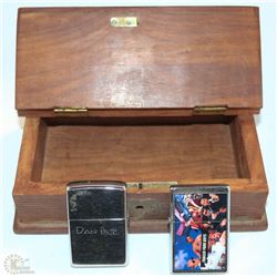 RETRO WOODEN BOX W 2 LIGHTERS