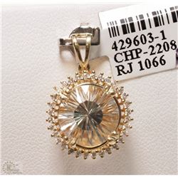 #9-14K GOLD TOPAZ & DIAMOND(0.2CT) PENDANT