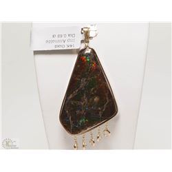 #41-14K GOLD IMPERIAL AMMOLITE & DIAMOND PENDANT