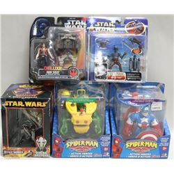 FLAT OF STAR WARS AND SPIDERMAN ACTION FIGURES