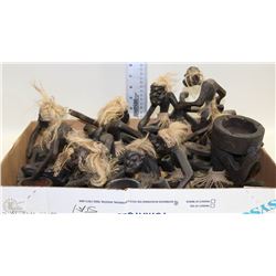 FLAT OF CARVED AFRICAN ACTION FIGURES