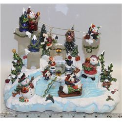 "LIGHTED SNOW VILLAGE "PLAYS O CHRISTMAS TREE" &