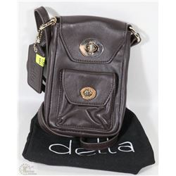 NEW DELLA LEATHER PEGGY OVER SHOULDER MOCHA  COLOR