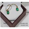 Image 1 : 14K YELLOW GOLD NATURAL EMERALD EARRINGS W/COA